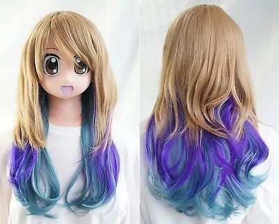 Y-002 Blonde Purple Harajuku Lolita 55cm Cosplay Wig Heat Resistant Wig • £17.82