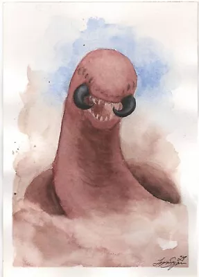 Mongolian Death Worm Cryptid Watercolor Original Painting • $150
