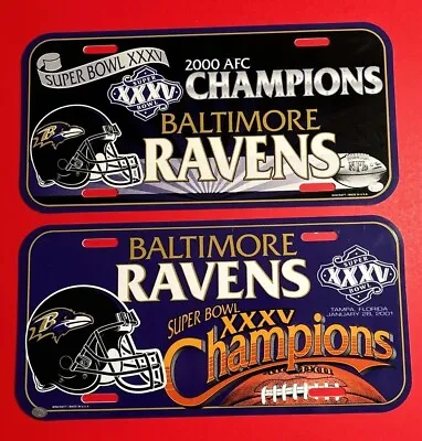 Baltimore Ravens Super Bowl XXXV 35 Champ License Vanity Plate Lot Set 2000 2001 • $19.89