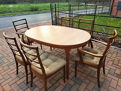 Late Mid Century Vintage Teak McIntosh Table And Chairs Oval Extendable • £400