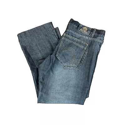 Vintage Old Skool Jeans Mens 40X30 Denim Baggy Distressed Shine Wide Leg • $24.74