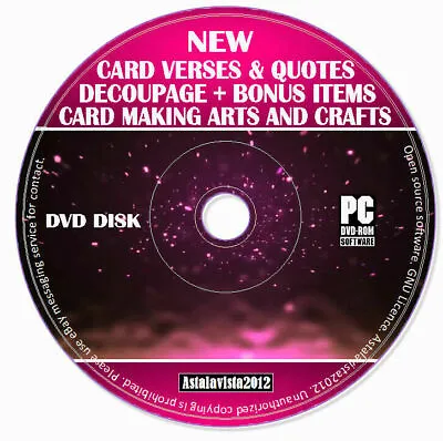 50 000 Card Verses & Quotes DVD For Card Making Arts Crafts + Decoupage + Bonus • £4.99