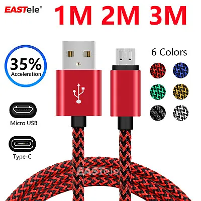 Micro USB C Braided Data Charger Cable For Samsung Galaxy S20 S10 S9 S8 S7 S6 • $5.50
