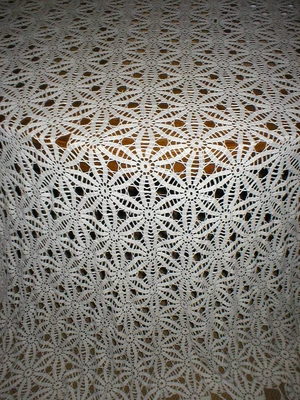$18.50 • Buy VTG IVORY HAND CROCHETED PINWHEEL DESIGN TABLECLOTH 69  X 94  LONG, 100% COTTON!