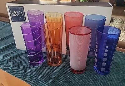 Mikasa Glass Cheers Mix Highball 19.75 Oz - Set Of 4 Mixed Color In Original Box • $50