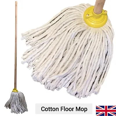 £6.99 • Buy Cotton Floor Mop Head With Handle String Kitchen Absorbent Heavy Duty Cleaning