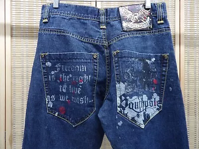 Southpole 32x31 Freedom Is The Right - Blue Straight Leg Denim Jeans • $81.99