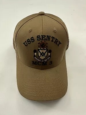 New The Corps USS Sentry MCM 3 Logo Beige Baseball Cap Hat One Size • $29.99