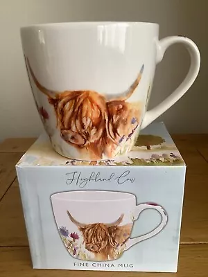 Highland Cow Fine China Mug Gift Boxed Feather And Fur Range Lesser & Pavey • £9.99