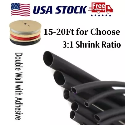 10-20 Ft Heat Shrink Tubing 3:1 Adhesive Lined/Electrical Wire Sleeve Waterproof • $15.99