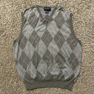 Polo Golf Ralph Lauren Cashmere Knit Argyle Plaid V Neck Sweater Vest XL • $30