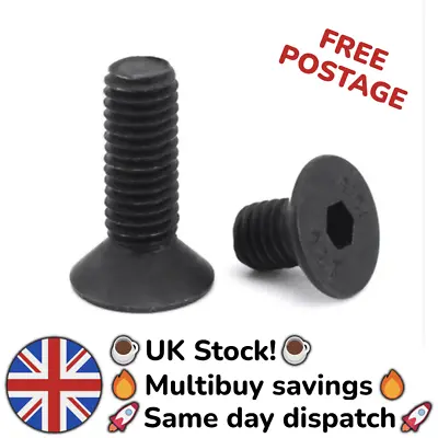 5x Hex Countersnk Bolt M1.6 Black Alloy Stainless Steel Allen Screw Bolt Machine • £2.89