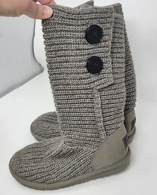 Ugg Kids Girls Cardy II Grey Crochet Knit Boots 1017328K  • $29