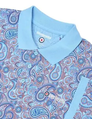 Lambretta  Mens Classic Paisley Retro Mod Ska Casual Polo Shirt Sizes M To 4XL • £21.99