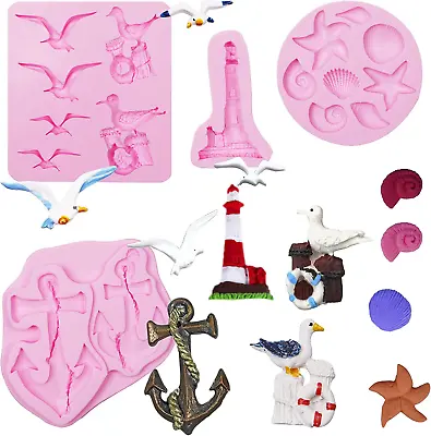 $19.33 • Buy Seagull Anchors Silicone Fondant Molds, 4 Packs Sea Theme Chocolate Mould With L