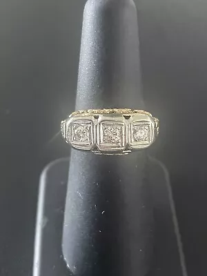 Vintage 14k Yellow Gold 1/3CTW  3 Stone Diamond Ring. Size 6.25 (K56) • $695