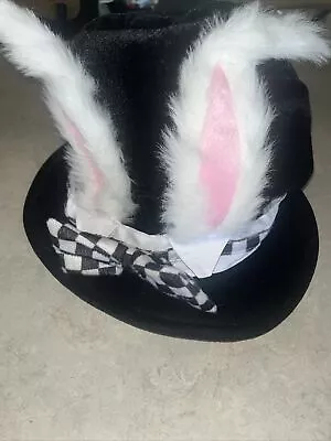 Mad Hatter Top Hat White Rabbit Ears Alice In Wonderland Elope Cosplay • $24