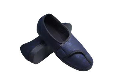 Mens Adjustable Wide-fit Velour Slippers Size 10 Comfylux Georgie Washable • £22