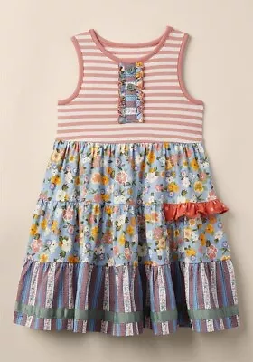 NWT Matilda Jane HearttoHeart World Of Wonder Mixed Print Tiered Dress Girl's 12 • $22.99