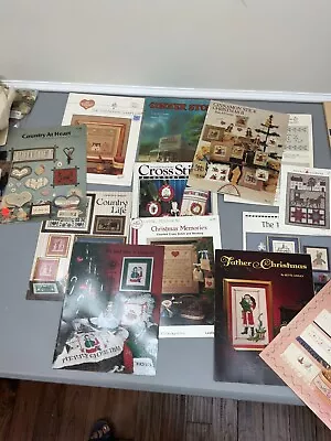 Huge Vintage Lot Counted Cross Stitch Patterns Needlepoint Booklets • $50