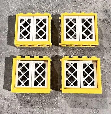 Lego 4X Yellow Window 1x4x3 3853 White Lattice Pane Pirate Vintage 6285 10040 • $29.99