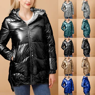 £11.79 • Buy New Womens Ladies BLACK Quilted Winter Designer Coat Puffer Hooded Jacket Parka