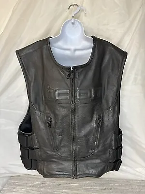 ICON Men’s Regulator Vest Leather Size 2x-3x No Back Plate • $49.99