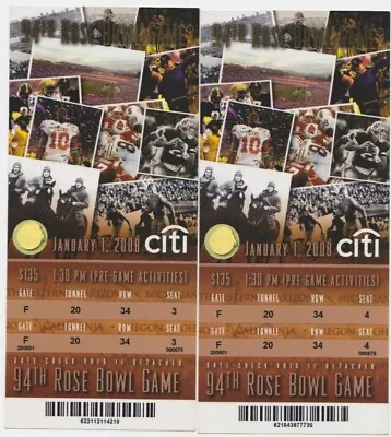 2008 Rose Bowl Tickets Full 1/1/08 College Football National Championship 2 • $48.95