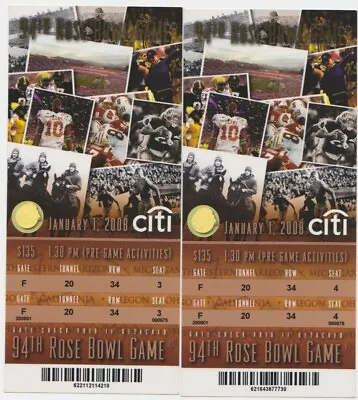 2008 Rose Bowl Tickets Full (not Stubs) College Football National Championship 2 • $55.95