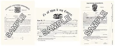 $18 • Buy Civil War Union Documents Enlistment Discharge Blank Reproductions