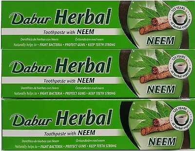 Dabur Herbal Toothpaste - Neem - 100 Ml - Pack Of 3 • £12.49