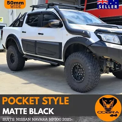 Premium Pocket Style Fender Flares Suits Navara NP300 2021 Matte Black Slim Line • $449