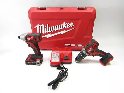 Milwaukee 2697-22 M18 2 Piece Hammer Drill Impact Driver Tool Set  • $188.99