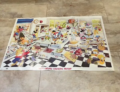 Vintage 1986 Disney Mickey Mouse Chocolate Factory Poster Unframed 22' X 34' • $59.99