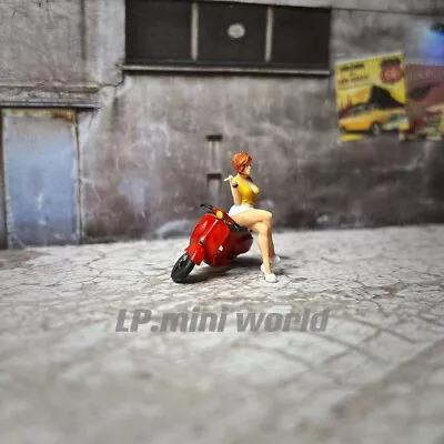 1/64 1/87 Minatures Motorcycle Girl Scene Prop Figure Model For Cars Vehicles • $30.68