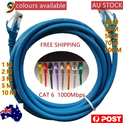 $65.59 • Buy  20m 30m 50m 70m 100m Ethernet Network Lan Cable CAT6 RJ45 Multi Colour 