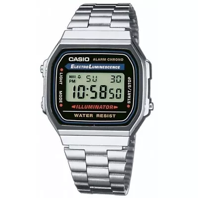 £22.99 • Buy CASIO Retro Classic Unisex Digital Bracelet Watch-A168WA- Silver-2Year Warranty