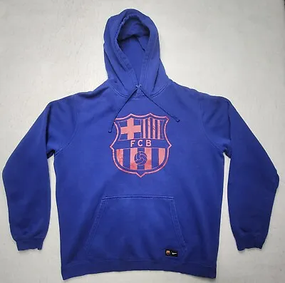 Nike FCB FC Barcelona Hoodie Mens XL Blue Pullover Sweatshirt Barca Spain Swoosh • $12.99