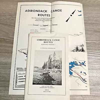 Adirondack Canoe Routes Guide 1968 With Large Folding Map Albany Edition Of VTG • $38.32