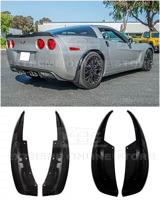 For 05-13 Corvette C6 Base GLOSSY BLACK Front & Rear Splash Guards Mud Flaps • $189.98