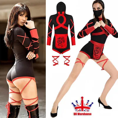 Women Cosplay Costume Ninja Warrior Fancy Dress Lady Jumpsuit Clothing Halloween • £13.99