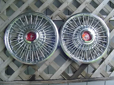 Two Vintage Wire 1967 1968 1969 Ford Mustang 14 In Hubcaps Wheel Covers Classic • $616.64