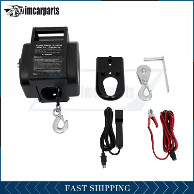 1x 2000LBS 12V Electric Trailer Winch 30ft Steel Cable Boat 2000lb Black • $56.99