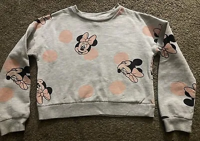 Girls Age 7-8 Grey Minnie Mouse Cropped Jumper From Pep&co • £3