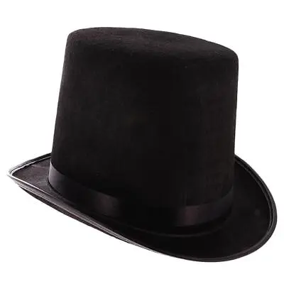 Deluxe Black Fedora Top Hat Topper Jazz Hat Cosplay Costume Accessories • £7.09