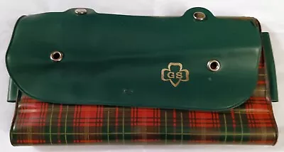 Vintage Girl Scout Travel Toiletry Kit Vinyl Red & Green Plaid • $9.99