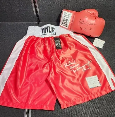 MICHAEL MOORER AUTH Autographed EVERLAST Boxing Glove & Signed TRUNKS SCHWARTZ! • $179.99