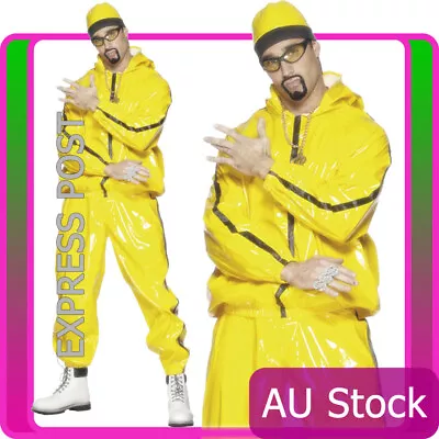 Mens Ali G Costume Rapper Suit Yellow Tracksuit 80s Hip Hop 1980s Adult Suits • $86.99