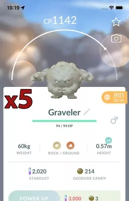 Pokemon TRADE - 5x Graveler Trade !! Good Chance Of Lucky And Good IVs !! • $2