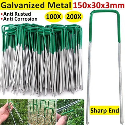 £22.99 • Buy Artificial Grass Pegs Half Green U Pins Galvanised Steel Pegs Membrane Fabric UK